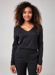 Pulover croială cambrată mâneci lungi negru JUMFIL femme