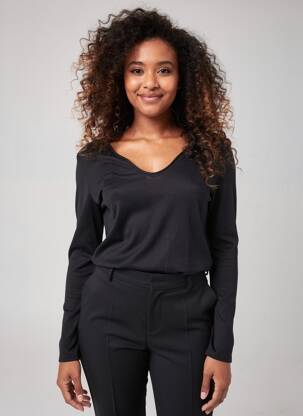 Pulover croială cambrată mâneci lungi negru JUMFIL femme