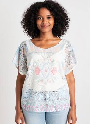 Tricou imprimeu fantezie mâneci scurte albastru C.MISSARO femeie