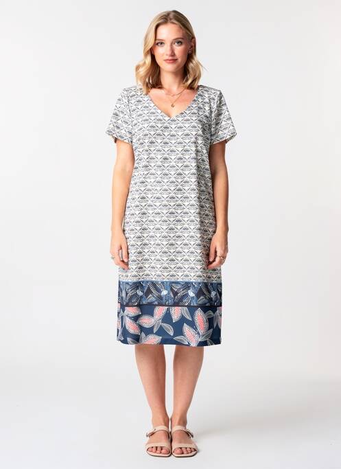 Rochie midi țesătură crep mâneci scurte alb JUMFIL femme