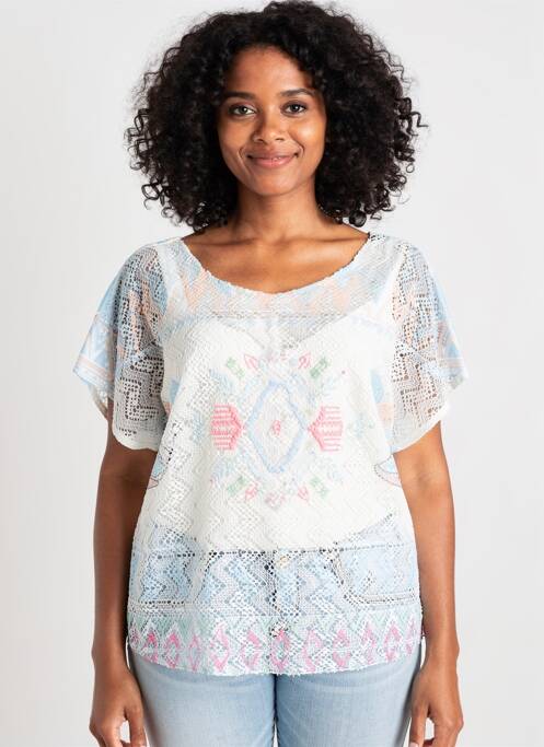 Tricou imprimeu fantezie mâneci scurte albastru C.MISSARO femme