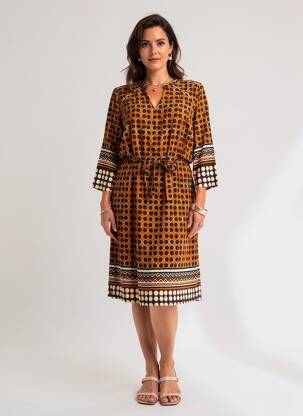 Rochie midi mâneci 3/4 mâneci 3/4 portocalie FRED SABATIER femeie