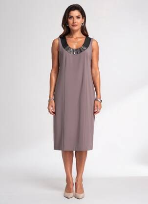 Rochie midi fără mâneci fără mâneci maro JUMFIL femeie