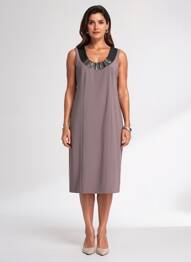 Rochie midi fără mâneci fără mâneci maro JUMFIL femme