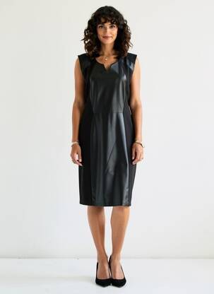 Rochie midi fără mâneci fără mâneci negru JUMFIL femeie