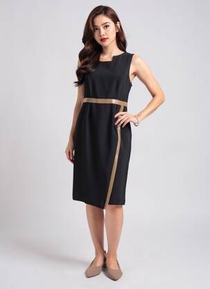 Rochie midi fără mâneci fără mâneci negru JUMFIL femeie