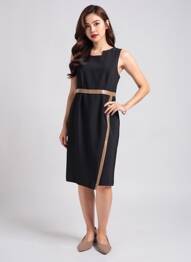 Rochie midi fără mâneci fără mâneci negru JUMFIL femme