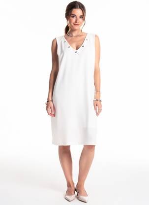 Rochie midi fără mâneci fără mâneci alb JUMFIL femeie