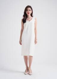 Rochie midi fără mâneci fără mâneci alb JUMFIL femme