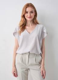 Top elasticitate mâneci scurte gri QUATTRO femme