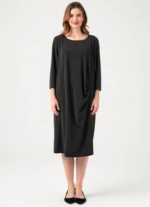 Rochie midi mâneci 3/4 mâneci 3/4 negru JUMFIL femeie