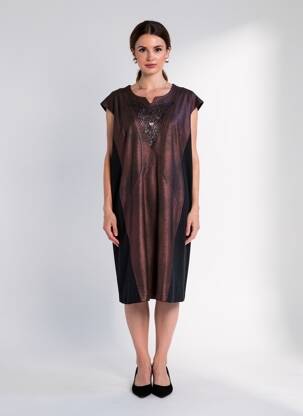 Rochie midi mâneci scurte mâneci scurte maro JUMFIL femeie
