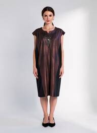 Rochie midi mâneci scurte mâneci scurte maro JUMFIL femme