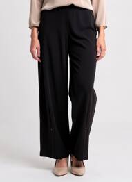 Pantalon drept închidere cu fermoar sub clapetă cu nasturi maro CREA CONCEPT femme