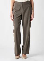 Pantalon drept închidere cu fermoar sub clapetă cu nasturi gri LAUREN VIDAL femme