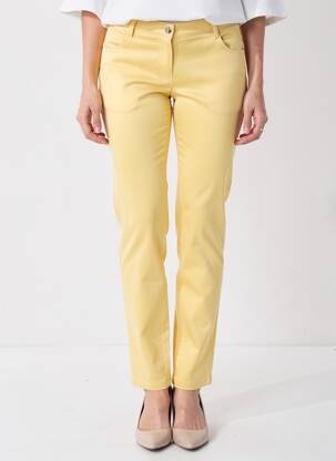Pantalon slim țesătură poplin mărime normală galben JUMFIL femeie