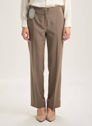 Pantalon drept talie elastică mărime normală maro CHRISTIAN MARRY femeie