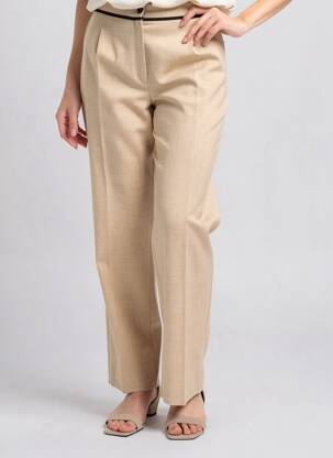 Pantalon drept țesătură crep mărime normală bej JUMFIL femeie