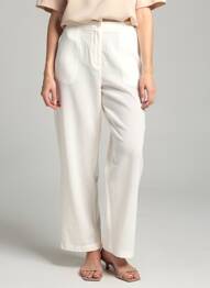 Pantalon drept țesătură crep mărime normală alb JUMFIL femme