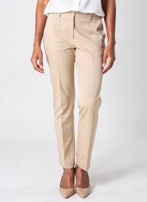 Pantalon slim țesătură poplin mărime normală bej JUMFIL femeie