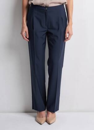 Pantalon drept talie elastică mărime normală albastru JUMFIL femeie