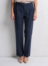 Pantalon drept închidere cu fermoar sub clapetă cu nasturi mărime normală albastru JUMFIL femme