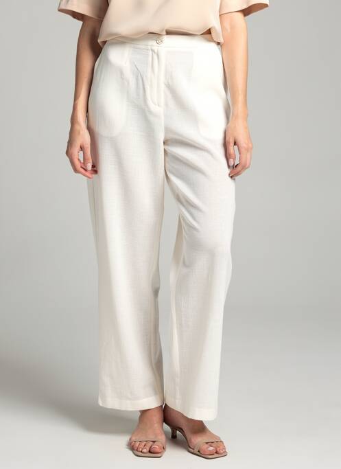Pantalon drept țesătură crep mărime normală alb JUMFIL femme