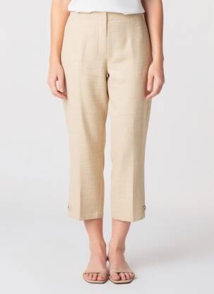 Pantalon trei sferturi talie elastică mărime normală bej JUMFIL femeie