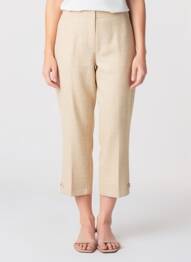 Pantalon trei sferturi talie elastică mărime normală bej JUMFIL femme