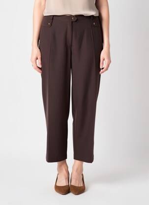 Pantalon 7/8 talie elastică mărime normală maro JUMFIL femeie