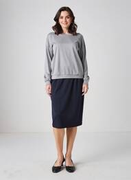 Fustă midi talie cu cleme albastru JUMFIL femme