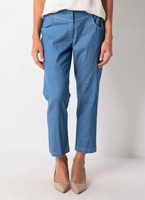 Pantalon 7/8 închidere cu fermoar sub clapetă cu nasturi mărime normală albastru JUMFIL femme