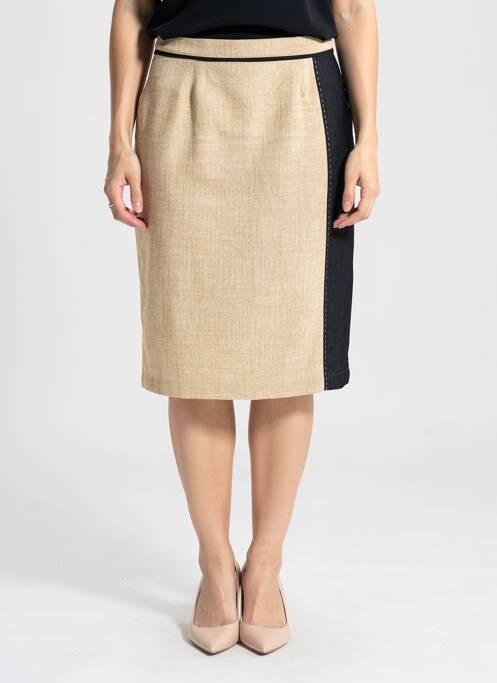 Fustă midi talie cu cleme bej JUMFIL femme