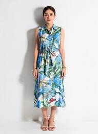 Rochie midi fără mâneci fără mâneci albastru QUATTRO femme
