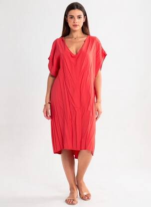 Rochie midi mâneci scurte mâneci scurte roșu QUATTRO femeie