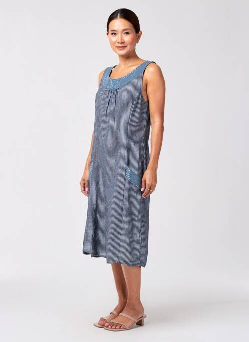 Rochie midi țesătură crep fără mâneci albastru QUATTRO femme