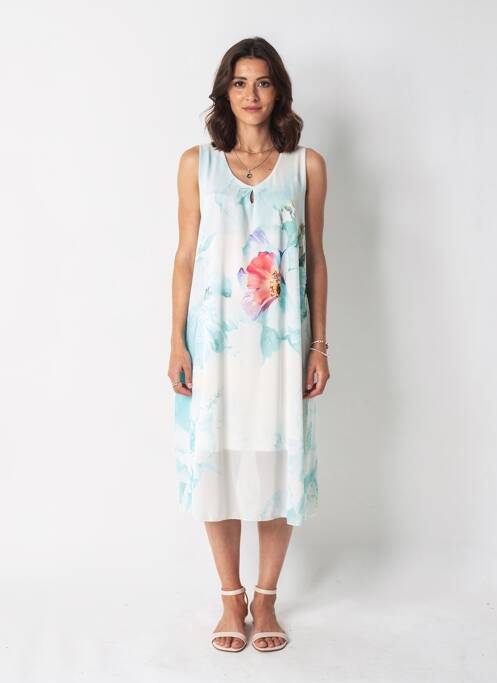 Rochie midi croială fluidă fără mâneci albastru QUATTRO femme