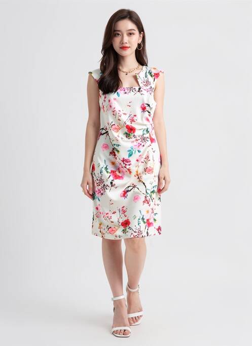Rochie midi imprimeu floral mâneci scurte roșu QUATTRO femme