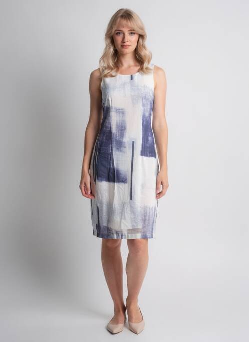 Rochie midi imprimeu fantezie fără mâneci albastru QUATTRO femme