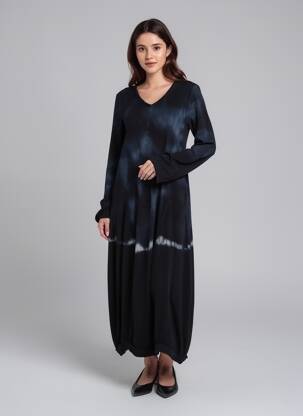 Rochie lungă mâneci lungi mâneci lungi negru KEDZIOREK femme