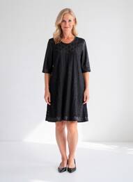 Rochie scurtă mâneci 3/4 mâneci 3/4 negru BEATE HEYMANN femme