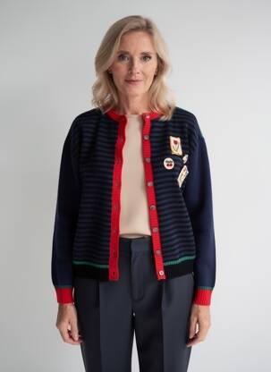 Vestă cu mâneci lungi guler rotund albastru JEI'S BY LETIZIA DENARO femeie