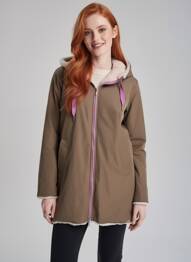 Parka închidere cu fermoar pe față cu glugă verde RINO & PELLE femme