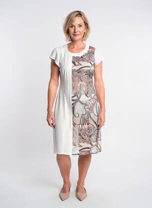 Rochie midi imprimeu fantezie mâneci scurte maro QUATTRO femeie
