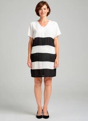 Rochie scurtă croială fluidă mâneci scurte alb QUATTRO femeie