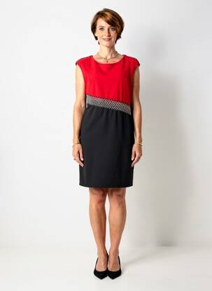 Rochie midi țesătură crep mâneci scurte roșu QUATTRO femeie