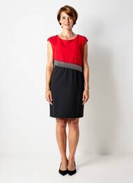 Rochie midi țesătură crep mâneci scurte roșu QUATTRO femme