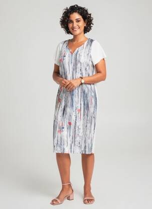 Rochie midi croială fluidă mâneci scurte albastru QUATTRO femeie