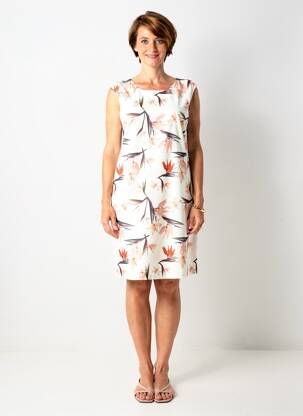 Rochie midi imprimeu floral fără mâneci bej QUATTRO femeie