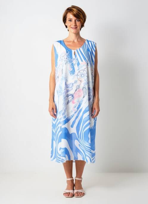 Rochie midi croială fluidă fără mâneci albastru QUATTRO femme